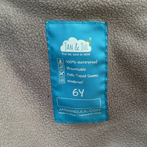 Jan & Jul Kids Waterproof Rain Jacket Unicorn Print Size 6Y Fleece Lined - Picture 8 of 8